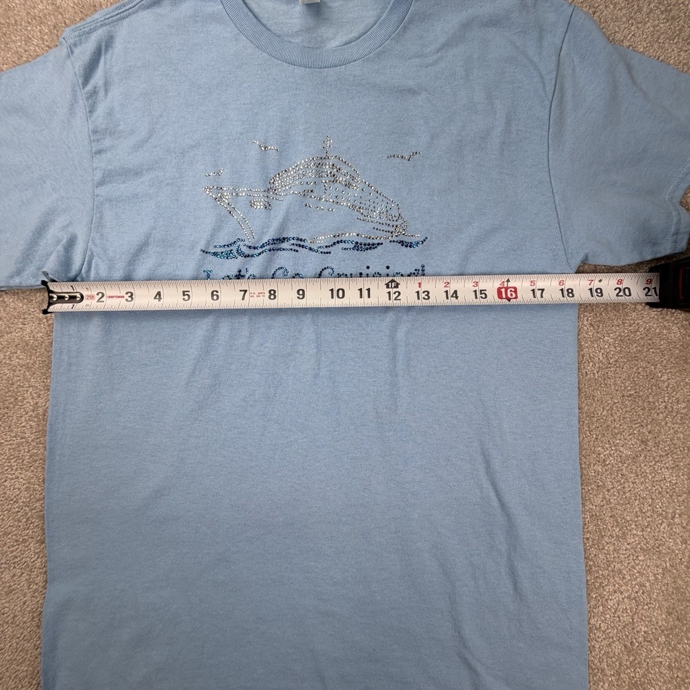 Let's Go Cruising Blue‎ Shirt With Rhinestone Glitter Boat Medium - Picture 5 of 6